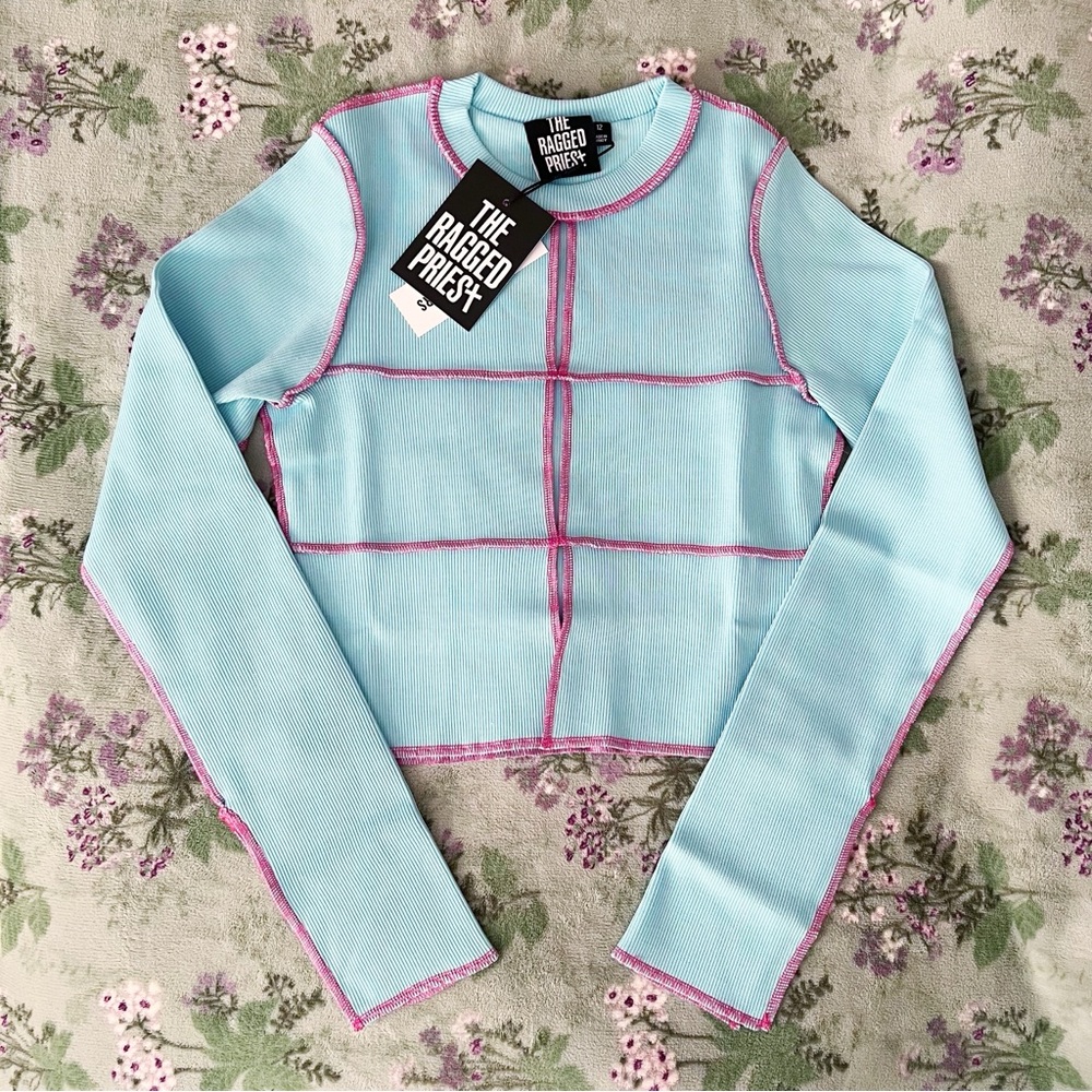 The Ragged Priest Blue Cutout Long Sleeve Top 💙